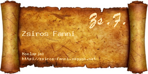 Zsiros Fanni névjegykártya